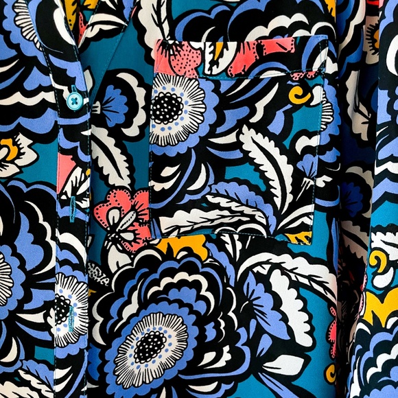 EXPRESS Satin Printed Boyfriend Portofino Blouse - Size S - Picture 4 of 4